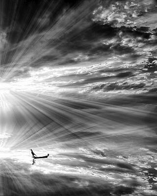 Dreamlike Seascape with Sun Rays Photograph