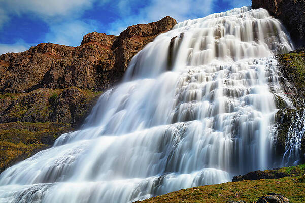 Summer Wall Art featuring the photograph Dynjandi Waterfall On The Westfjords Peninsula In Iceland #1 by Miroslav Liska