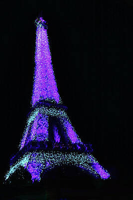 Blue Wall Art featuring the photograph Eiffel Tower - Purple And Blue Abstract #1 by Ron Berezuk