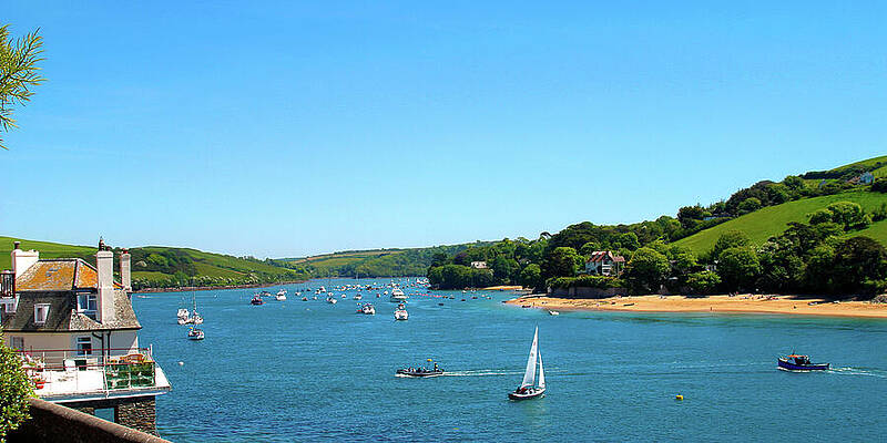 Serene Coastal View with Boats Wall Art