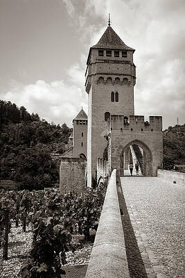 Medieval Stone Tower and Bridge Photograph