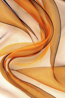 Clothing Photograph - Golden Organza Fabric Wavy Texture #1 by Severija Kirilovaite