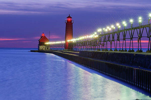 Grand Haven Lighthouse at Dusk Wall Art