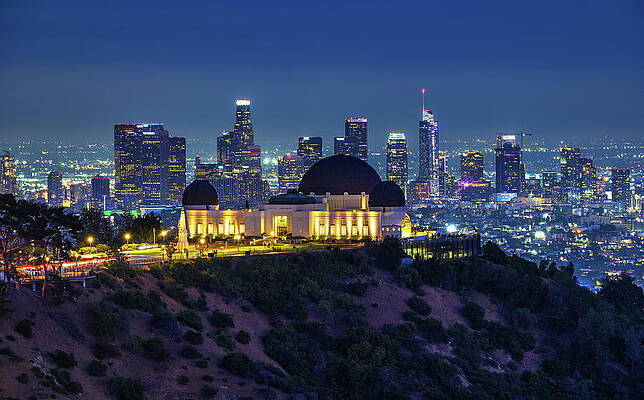Photograph - Griffith Observatory And Los Angeles Skyline At Night #1 by Miroslav Liska
