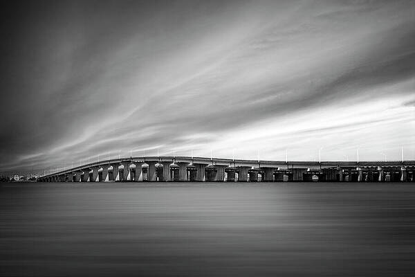 Wall Art featuring the photograph Jersey Shore Seaside Bridge Bw #1 by Susan Candelario
