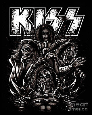 Rock And Roll Digital Art - KISS Group Art Legendary Rock Band Vibes #1 by Kirania Finest