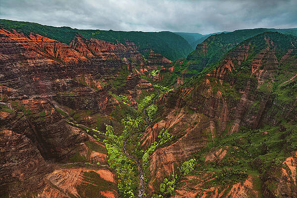 Canyon Photograph - Koaie Canyon Aerial, Kauai #1 by Abbie Warnock