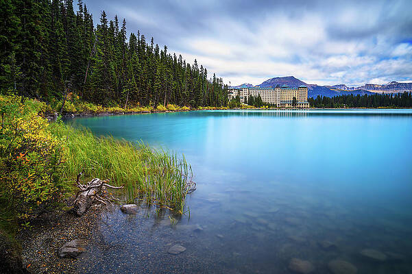 Sky Photograph - Lake Louise And Fairmont Chateau Hotel In Banff National Park, Alberta, Canada #1 by Miroslav Liska