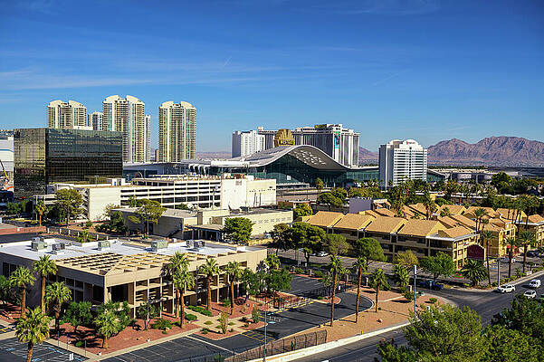 Wall Art featuring the photograph Las Vegas Convention Center West Hall With Surrounding Hotels And Buildings #1 by Miroslav Liska