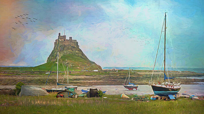 Architecture Wall Art featuring the photograph Lindisfarne Castle With Painterly Effect #1 by Sue Leonard