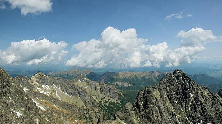 Majestic Mountain Range Under Clouds Photograph