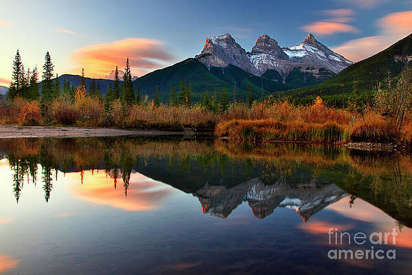 Majestic Mountain Reflection at Sunset Wall Art