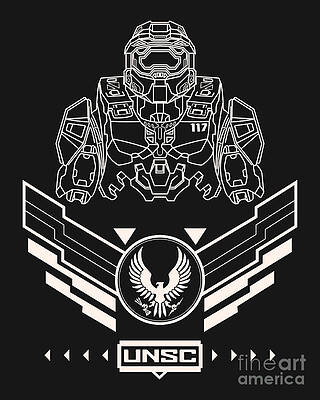 Wall Art featuring the digital art Master Chief Petty Officer John-117 #1 by Kirania Finest