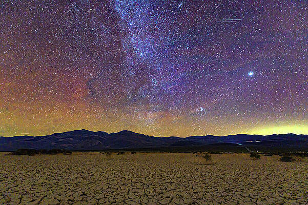 Sky Photograph - Milky Way Over Cracked Desert In Death Valley At Night #1 by Miroslav Liska