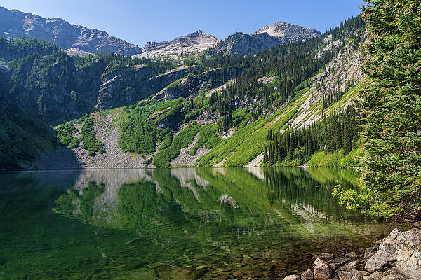 Serene Mountain Lake Reflection Wall Art