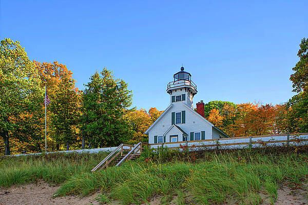 Lighthouse in Autumn Landscape Wall Art