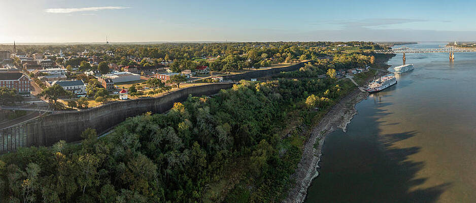 Modern Wall Art featuring the photograph Modern And Old River Cruise Boats Docked In Natchez Mississippi #1 by Steven Heap