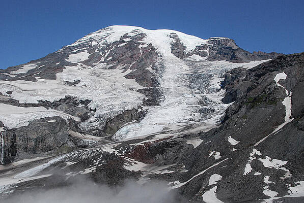 Wilderness Wall Art featuring the photograph Mount Rainier Close-up From Paradise Trail In Mount Rainier NP by Nancy Gleason