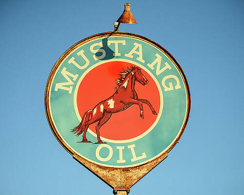 Wall Art featuring the photograph Mustang Oil Sign #1 by Flees Photos