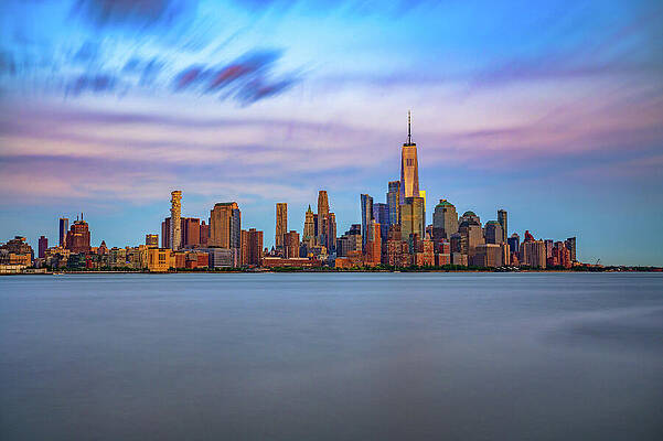Wall Art featuring the photograph New York City Skyline Showing Lower Manhattan And World Trade Center At Sunset #1 by Miroslav Liska