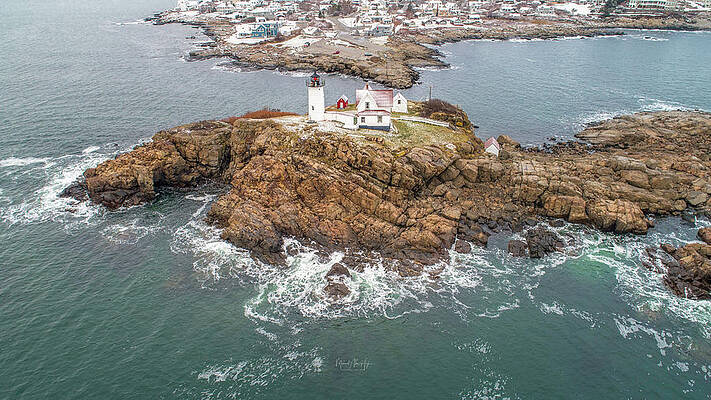 Maine Photograph - Nubble Light Winter #1 by Veterans Aerial Media LLC