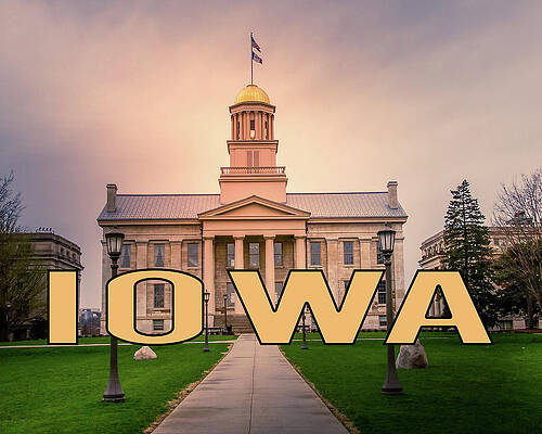 Wall Art featuring the mixed media Old Iowa Capital #1 by Robert Allen Hill