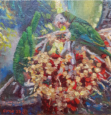 Wall Art featuring the painting Abaco Parrots Series #4 by Ritchie Eyma