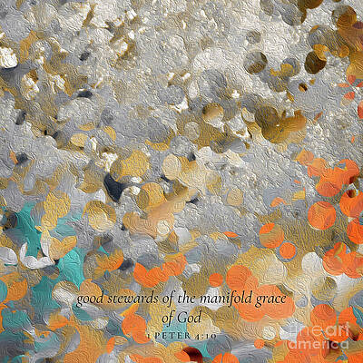 Wall Art featuring the painting 1 Peter 4 10 Square Christian Art, Good Stewards Of Grace by Mark Lawrence