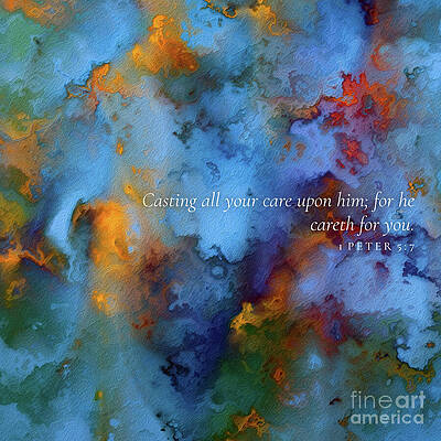 Anxious Painting - 1 Peter 5 7 Square Christian Art, He Careth For You by Mark Lawrence