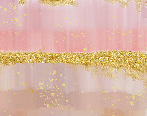 Wall Art featuring the digital art Pink And Gold #1 by Alison Frank
