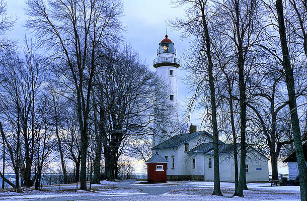 Architecture Wall Art featuring the photograph Point Aux Barques Lighthouse In Winter #1 by Michael Collins