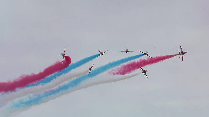 Wall Art featuring the photograph Red Arrows Over Eastbourne #2 by Andrew Lalchan