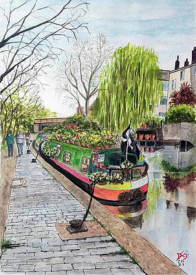 Wall Art featuring the painting Regents Canal Toward Camden Town London by Francisco Gutierrez