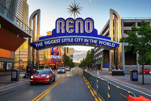 Vintage Wall Art featuring the photograph Reno The Biggest Little City In The World Arch Sign In Downtown Reno, Nevada #1 by Miroslav Liska