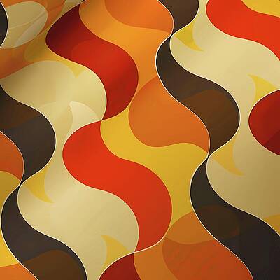 Geometric Wall Art featuring the digital art Retro_70s_patterns_warm_colors_funky_shapes_nostalgic_No 3 #1 by Andre Petrov