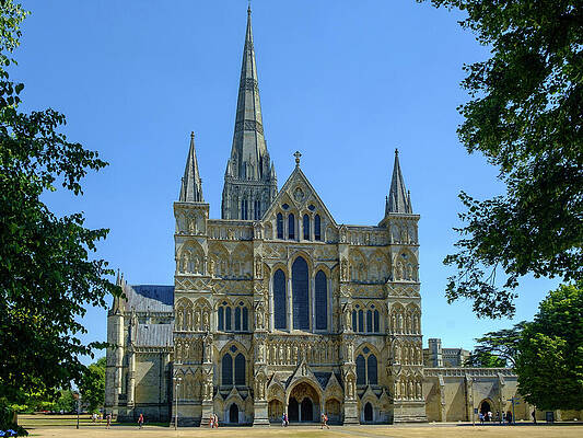 Salisbury Cathedral Under Blue Sky Photograph