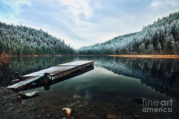 Serene Winter Lake Reflection Wall Art