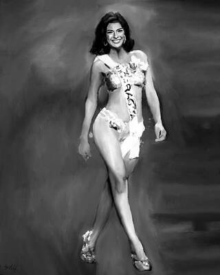 Black And White Digital Art - Sheynnis Palacios Walks On The Floor BW by Gradify Creations