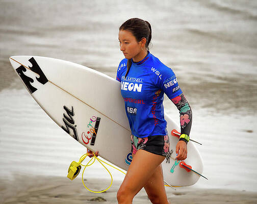 Shino Matsuda Wall Art featuring the photograph Shino Matsuda Japanese Surfer Girl #1 by Waterdancer