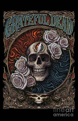 Wall Art featuring the digital art Skull And Rose Vintage #1 by Kirania Finest