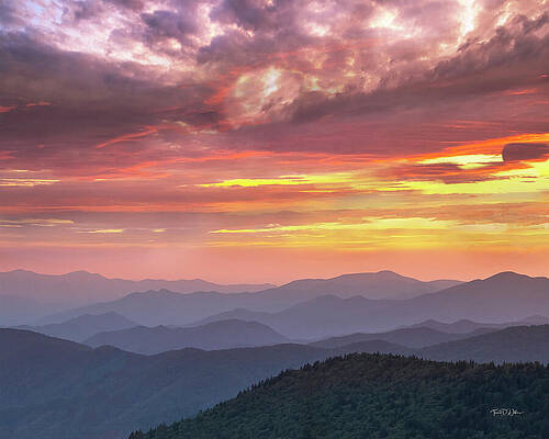 Appalachia Wall Art featuring the photograph Smoky Mountains Sunset  #2 by Theresa D Williams Smoky Mountains