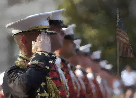 Painting - Soldiers Saluting A Hero #1 by Gary Arnold
