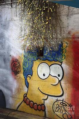 Graffito Wall Art featuring the digital art Street Art #38 - Marge Simpson by Antonios Valamontes