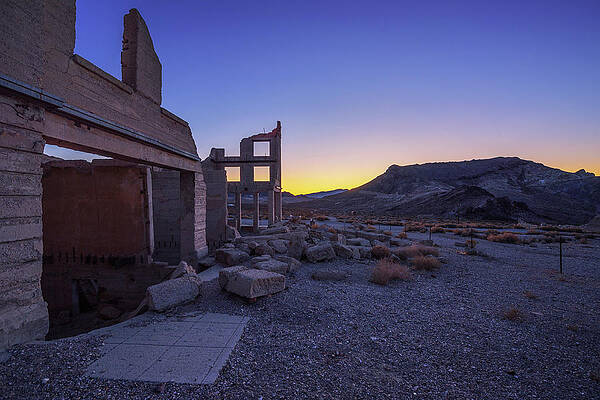 Sunrise Wall Art featuring the photograph Sunrise Above Ruined Building In Rhyolite, Nevada #1 by Miroslav Liska