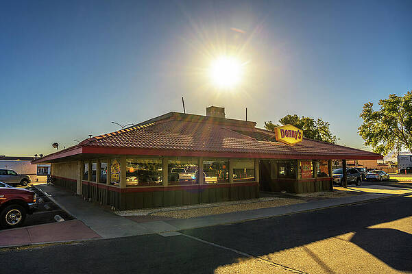 Sunrise Wall Art featuring the photograph Sunrise Over A Vintage Denny's Restaurant In Ridgecrest, California #1 by Miroslav Liska