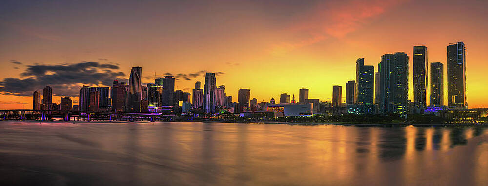 Wall Art featuring the photograph Sunset Above Downtown Miami Skyline And Biscayne Bay #1 by Miroslav Liska