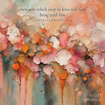 Wall Art featuring the painting 1 Thessalonians 4 14 Square Christian Art, Jesus Died And Rose Again by Mark Lawrence