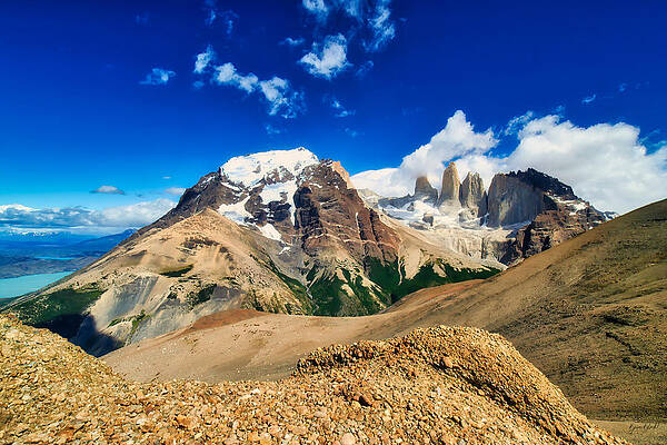 Mountain Photograph - Torres Del Paine And Almirante Nieto From Overlook #1 by Bruce Block