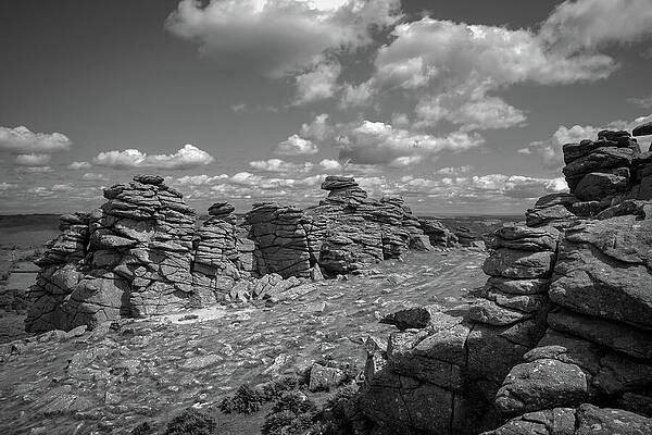 Dramatic Black and White Rock Landscape Wall Art