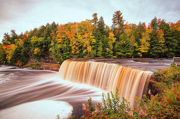Fall Wall Art featuring the photograph Upper Tahquamenon Falls In Autumn #1 by Michael Collins